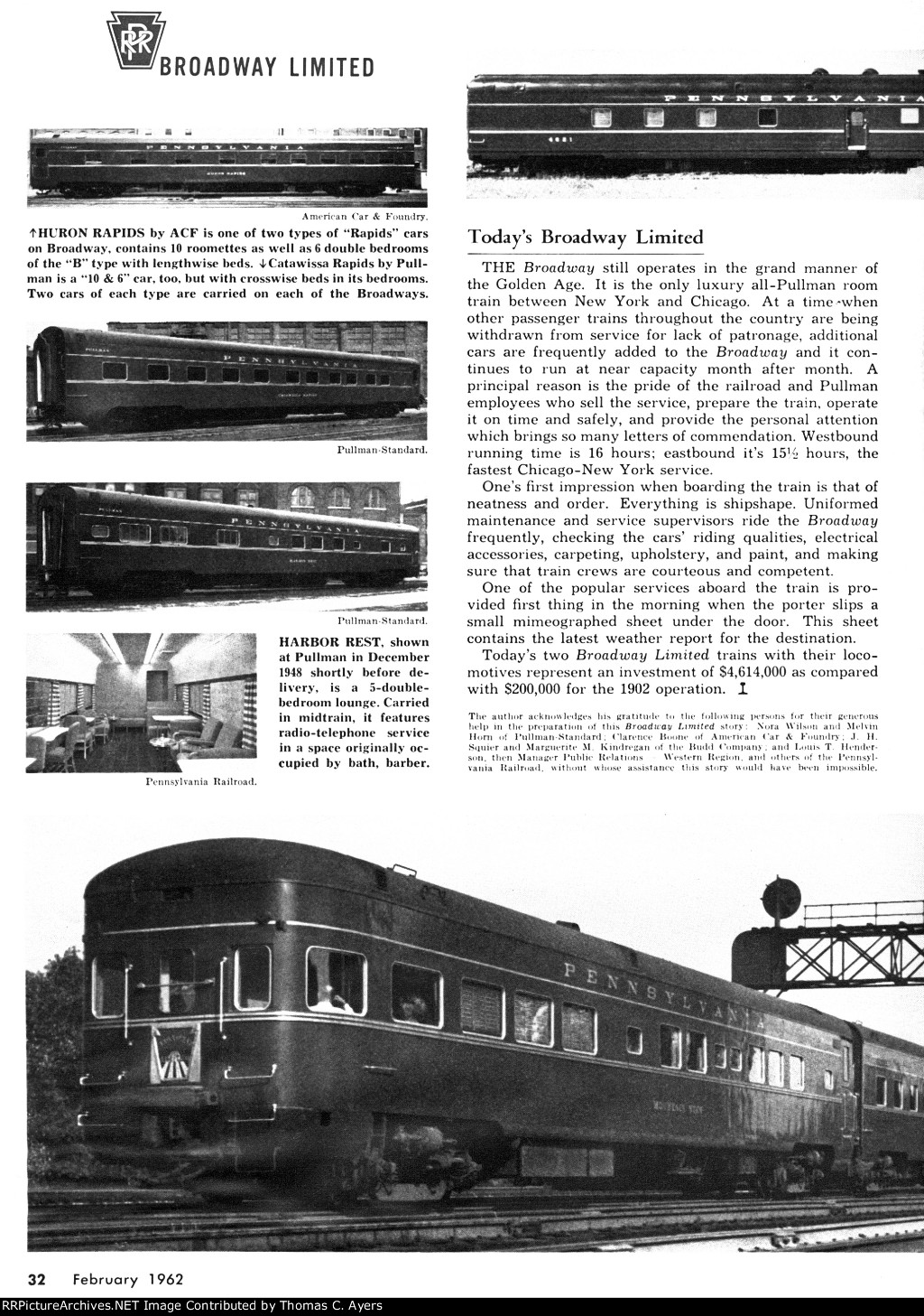 "The Broadway Limited," Page 32, 1962